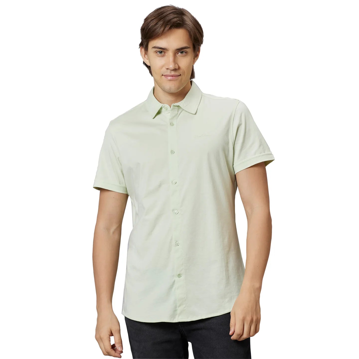 Off White Slim Fit Regular Collar Men's Shirt by Being Human Clothing
