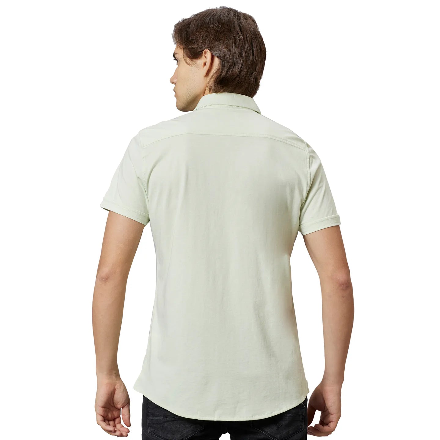 Off White Slim Fit Regular Collar Men's Shirt by Being Human Clothing