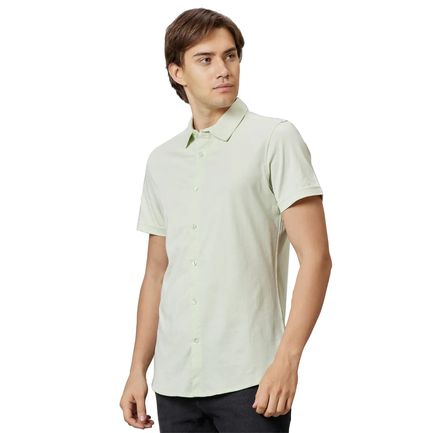 Off White Slim Fit Regular Collar Men's Shirt by Being Human Clothing