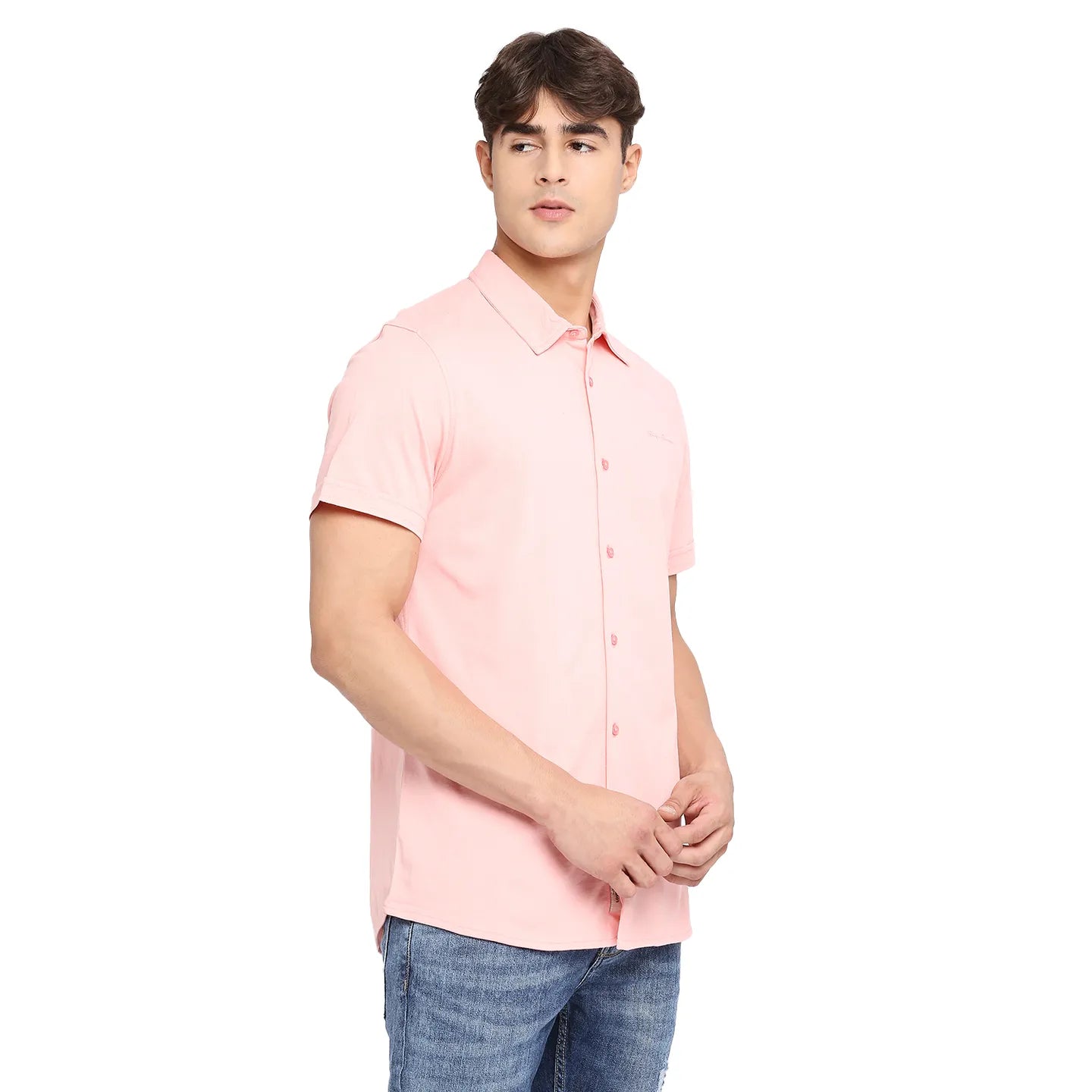 Dusty Pink Slim Fit Regular Collar Men's Shirt by Being Human Clothing