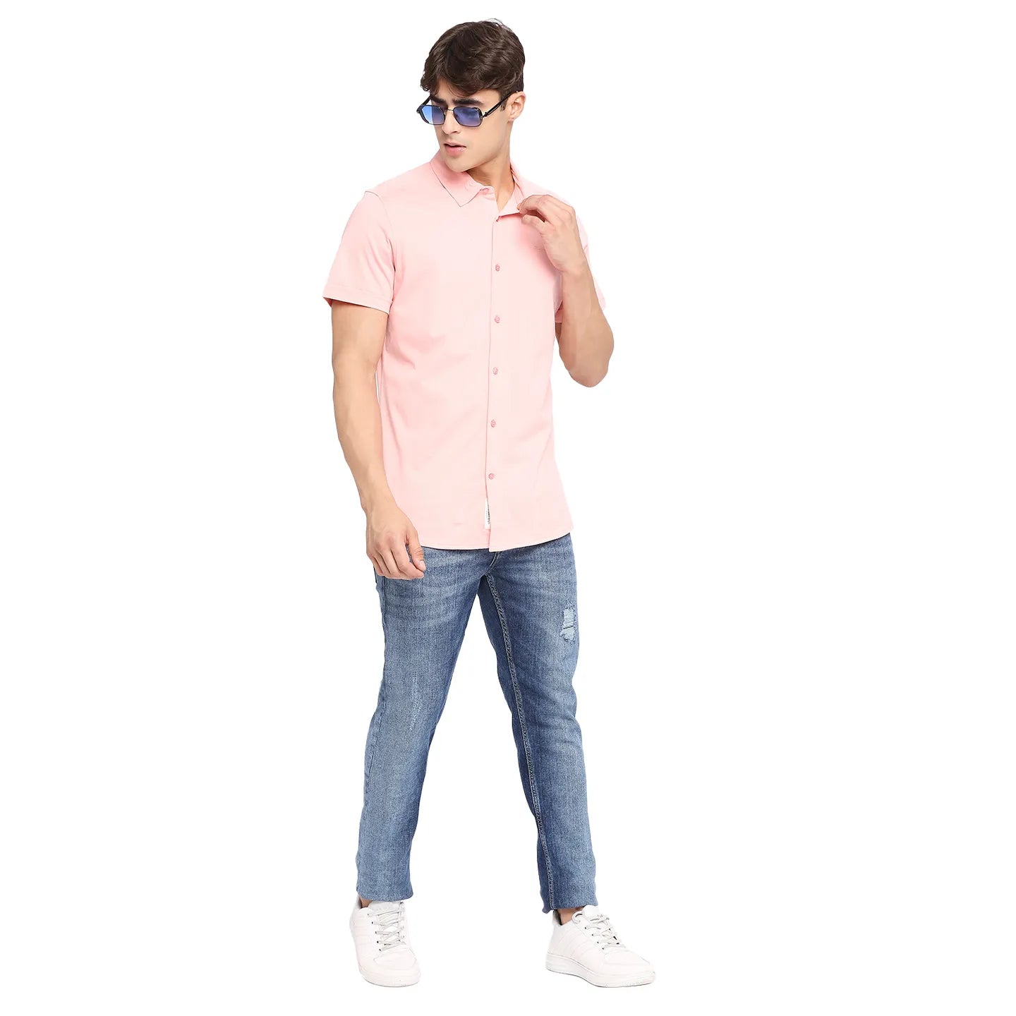 Dusty Pink Slim Fit Regular Collar Men's Shirt by Being Human Clothing