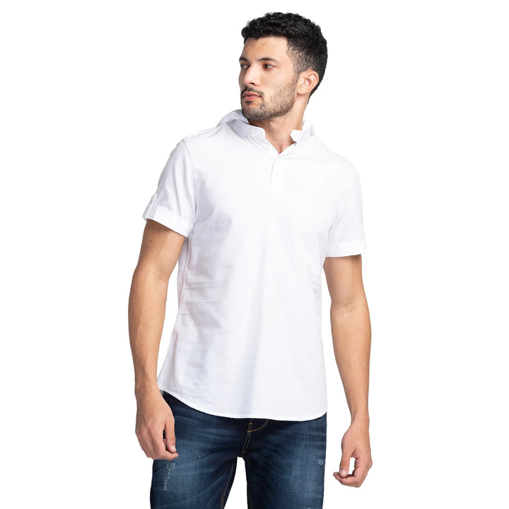 White Slim Fit Regular Collar Men's Shirt by Being Human Clothing
