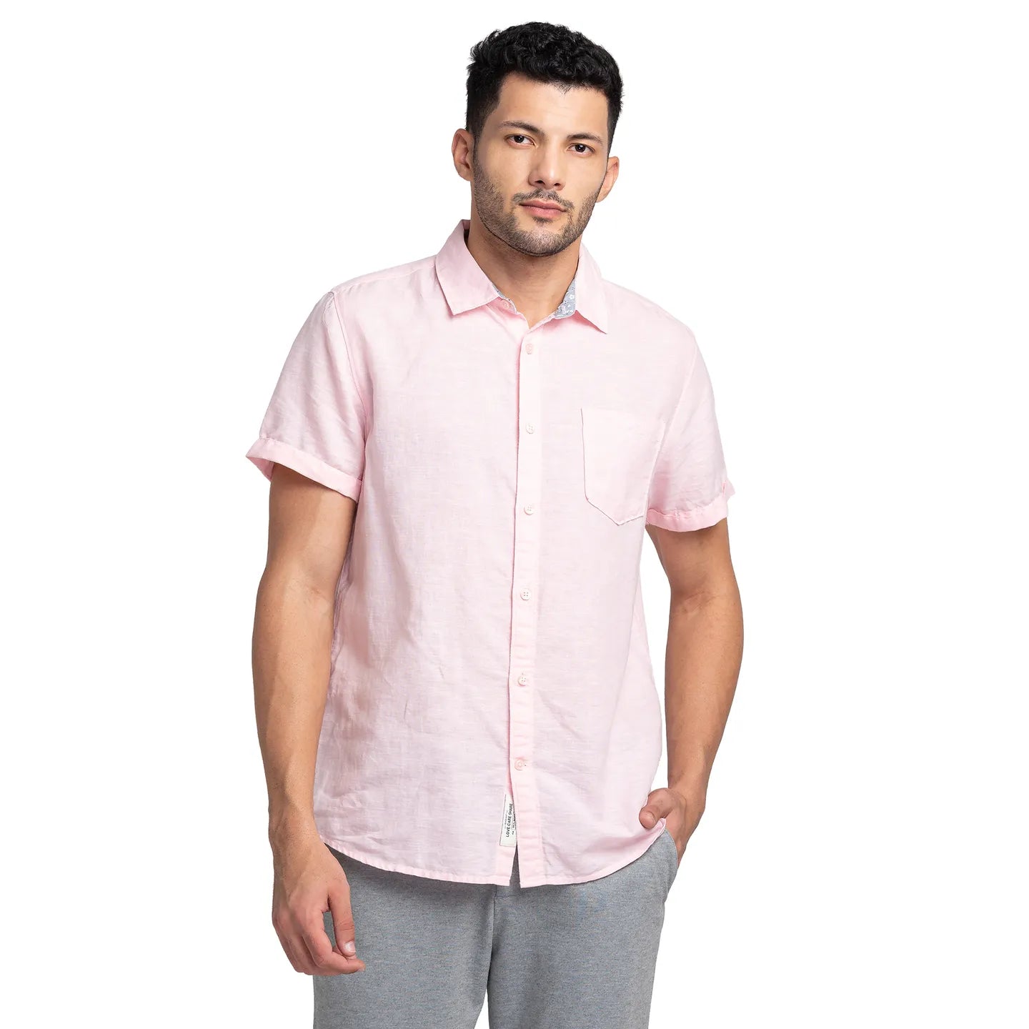 Pink Slim Fit Regular Collar Men's Shirt by Being Human Clothing