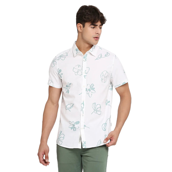 White Slim Straight Fit Polo Neck Short Sleeves Cotton Men's Shirt by Being Human Clothing