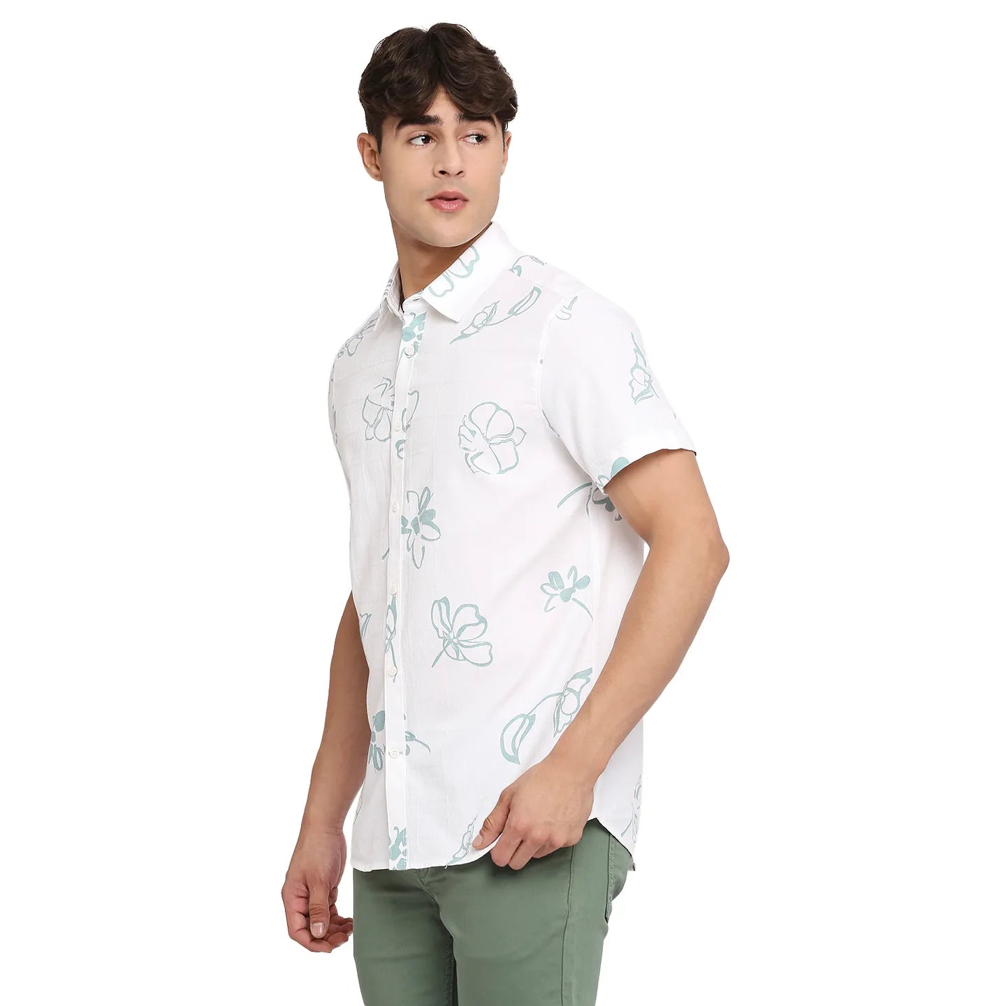 White Slim Straight Fit Polo Neck Short Sleeves Cotton Men's Shirt by Being Human Clothing