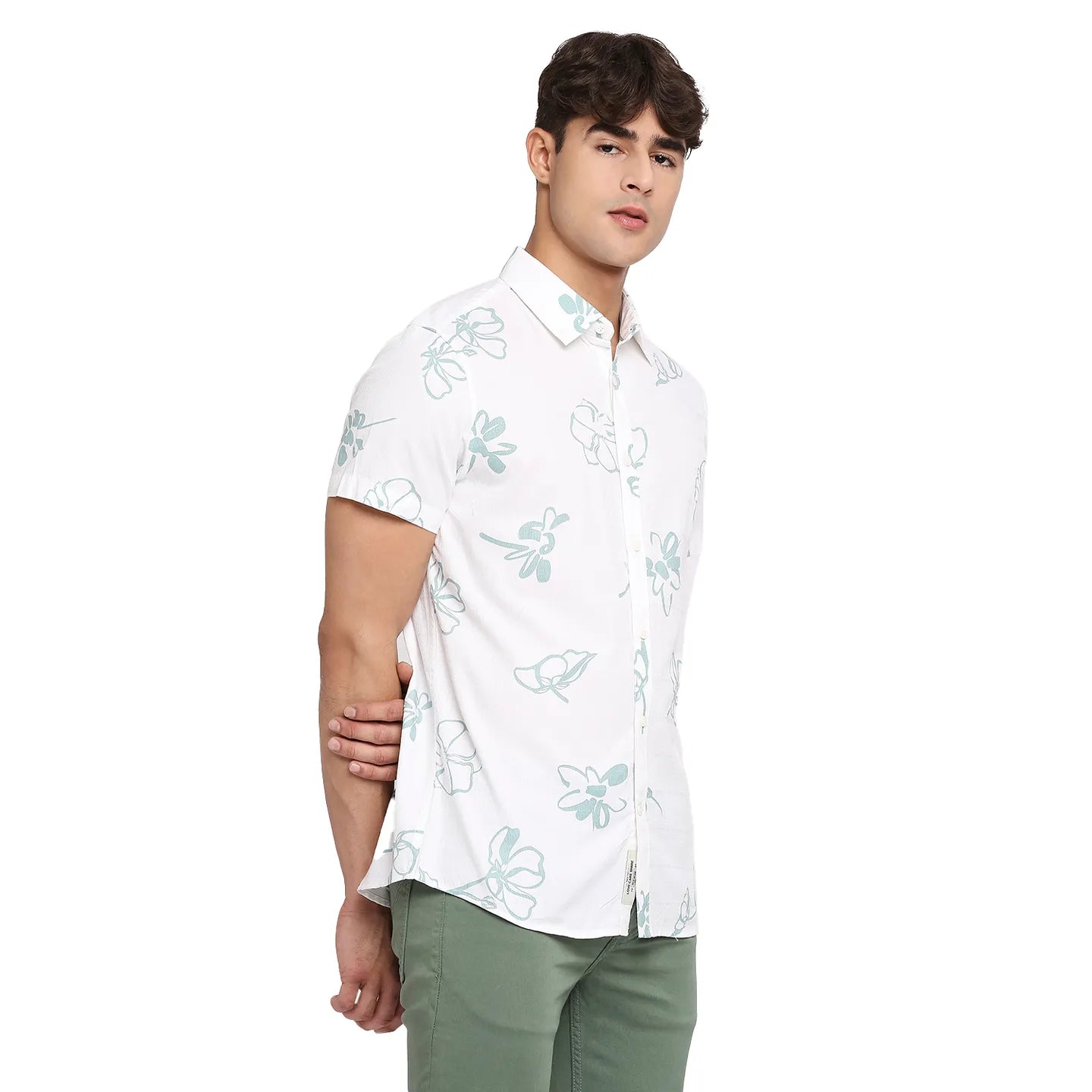 White Slim Straight Fit Polo Neck Short Sleeves Cotton Men's Shirt by Being Human Clothing