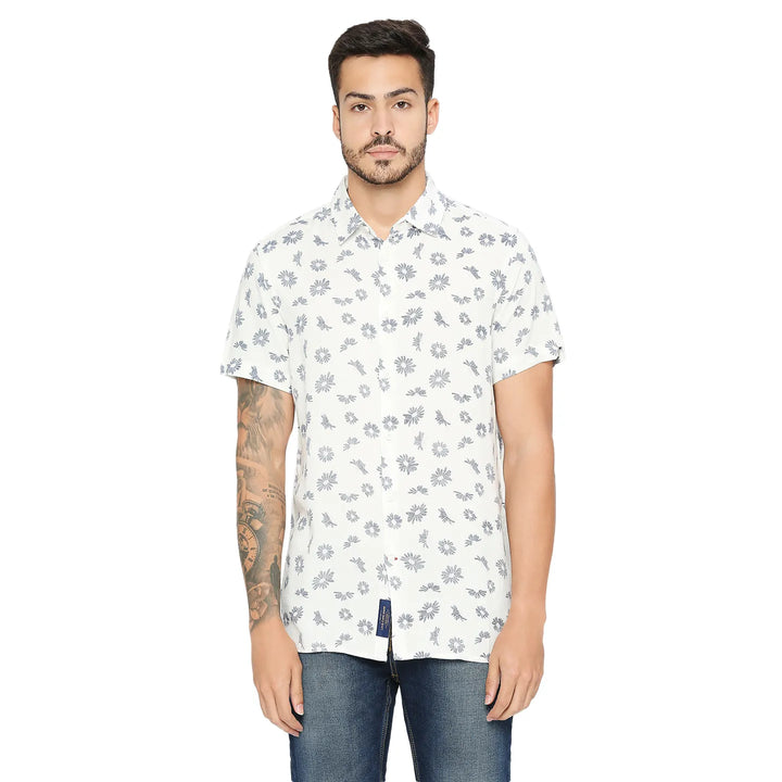 White Slim Fit Regular Collar Men's Shirt by Being Human Clothing