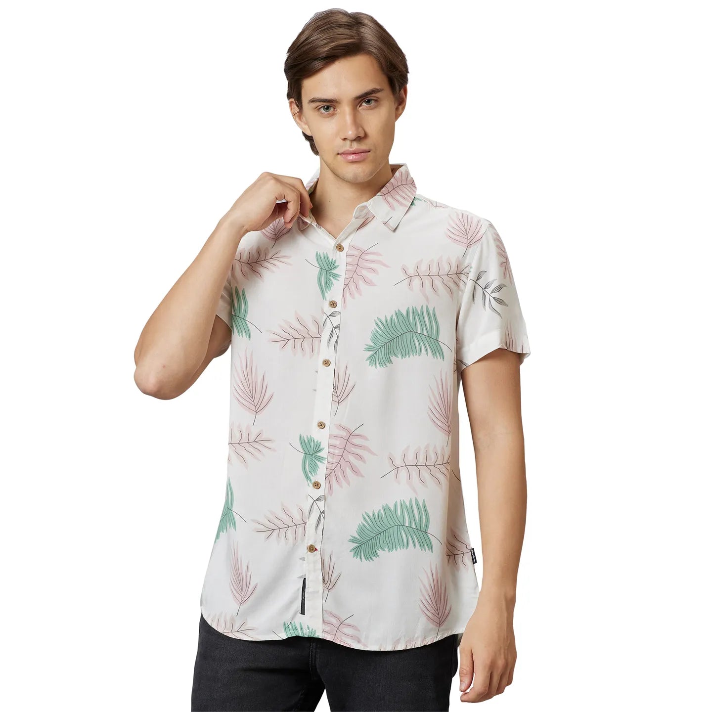 Off-White Slim Fit Regular Collar Men's Shirt by Being Human Clothing