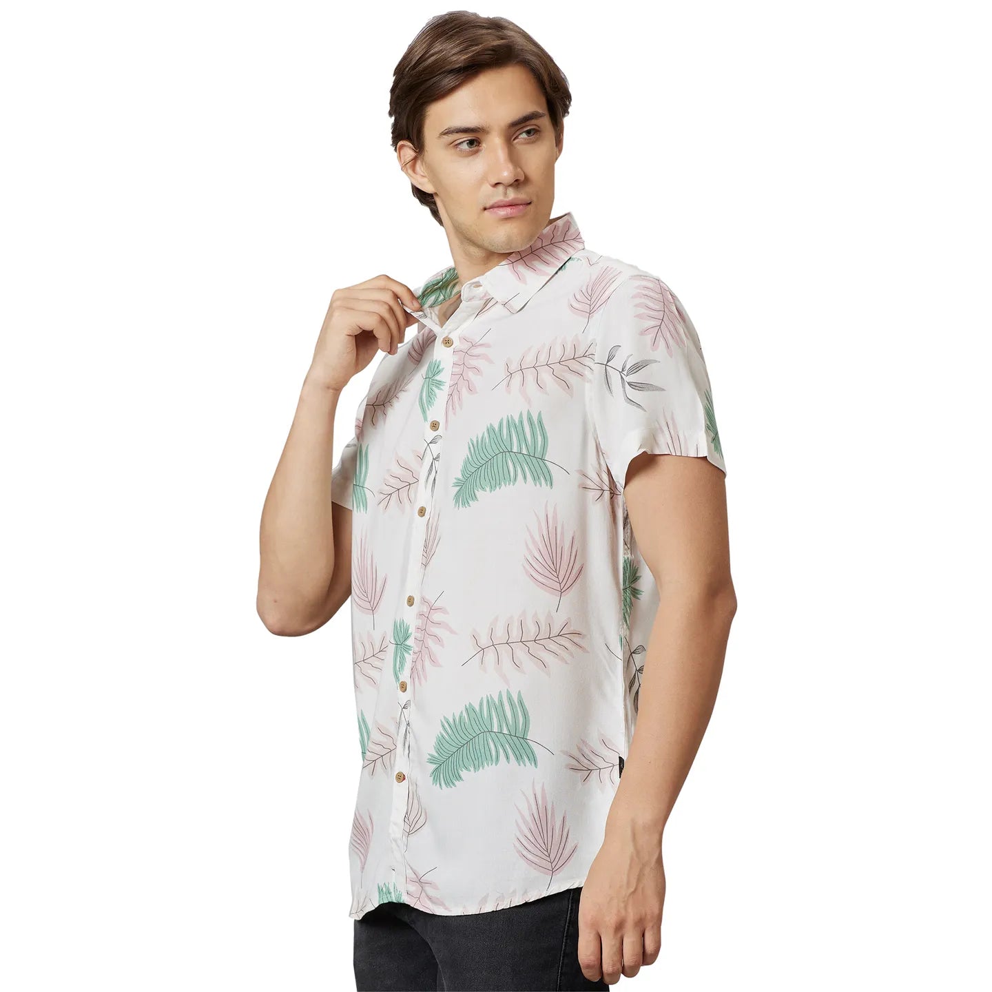 Off-White Slim Fit Regular Collar Men's Shirt by Being Human Clothing