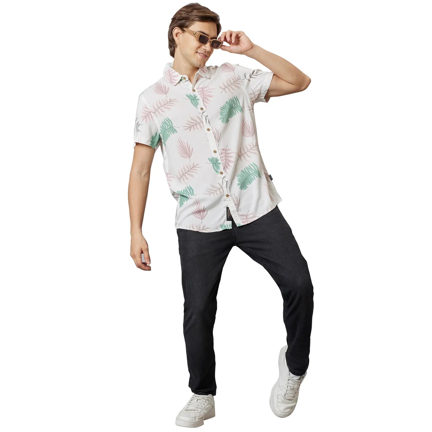 Off-White Slim Fit Regular Collar Men's Shirt by Being Human Clothing