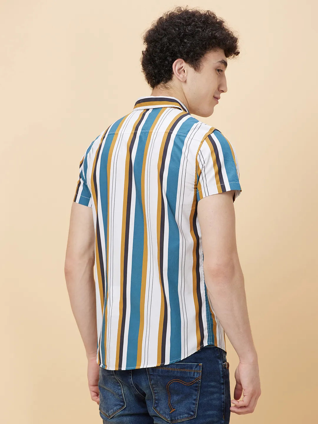 Off White Slim Fit Regular Collar Men's Shirt by Being Human Clothing