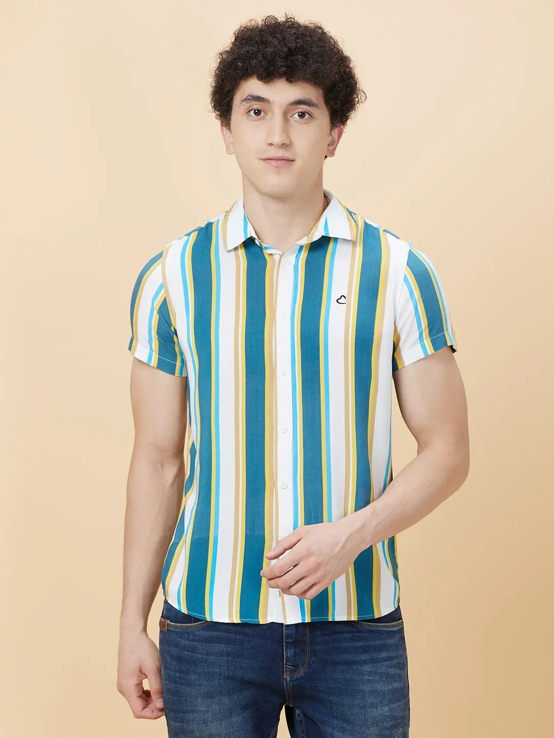 White Slim Fit Regular Collar Men's Shirt by Being Human Clothing