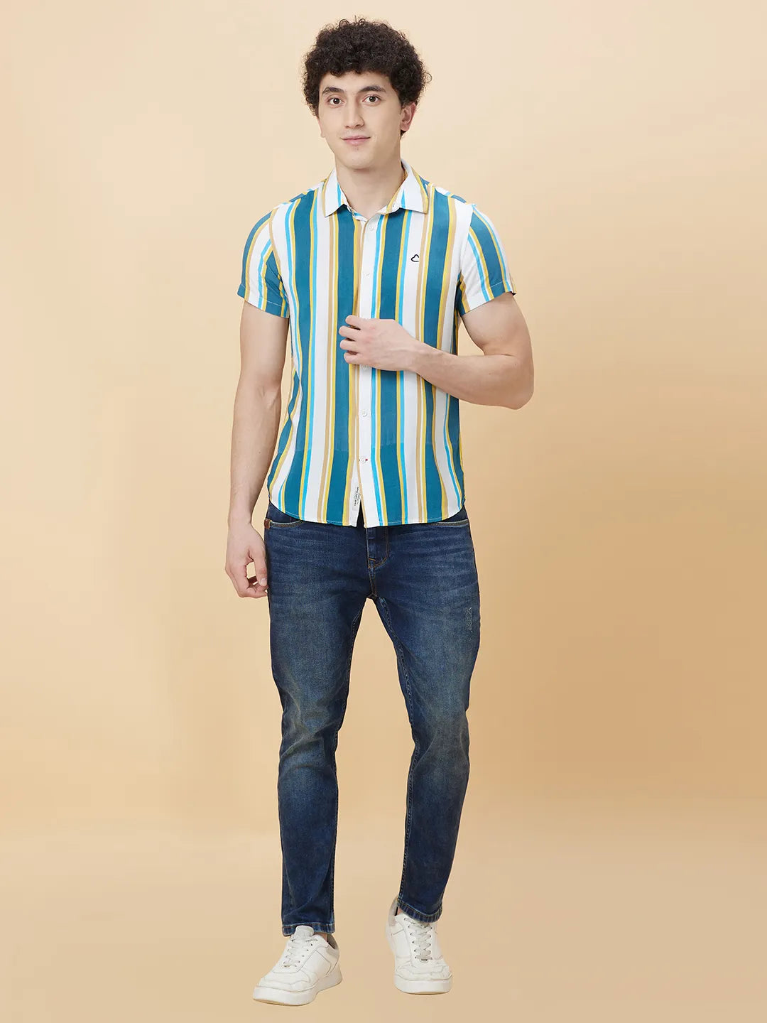 White Slim Fit Regular Collar Men's Shirt by Being Human Clothing