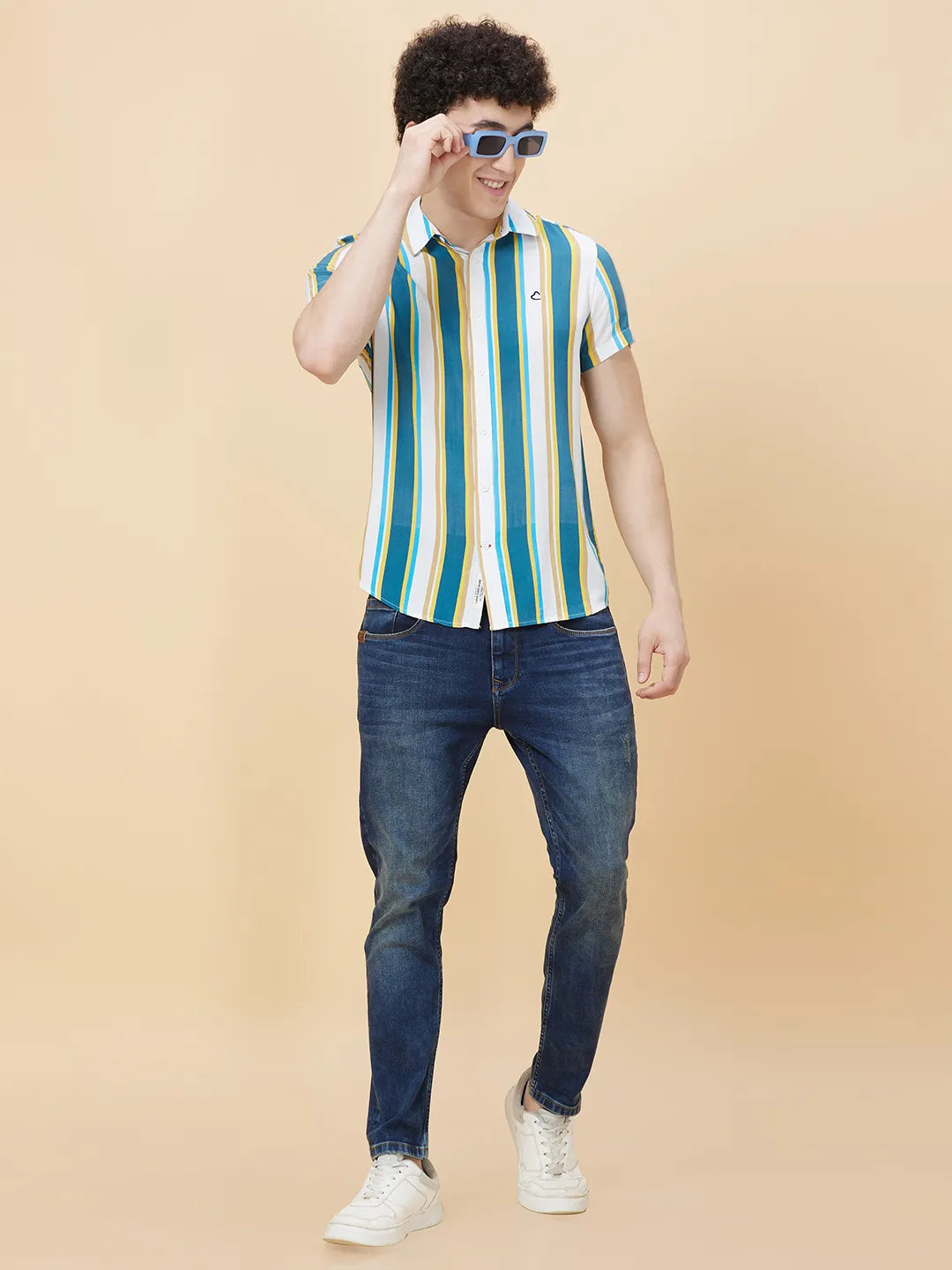 White Slim Fit Regular Collar Men's Shirt by Being Human Clothing