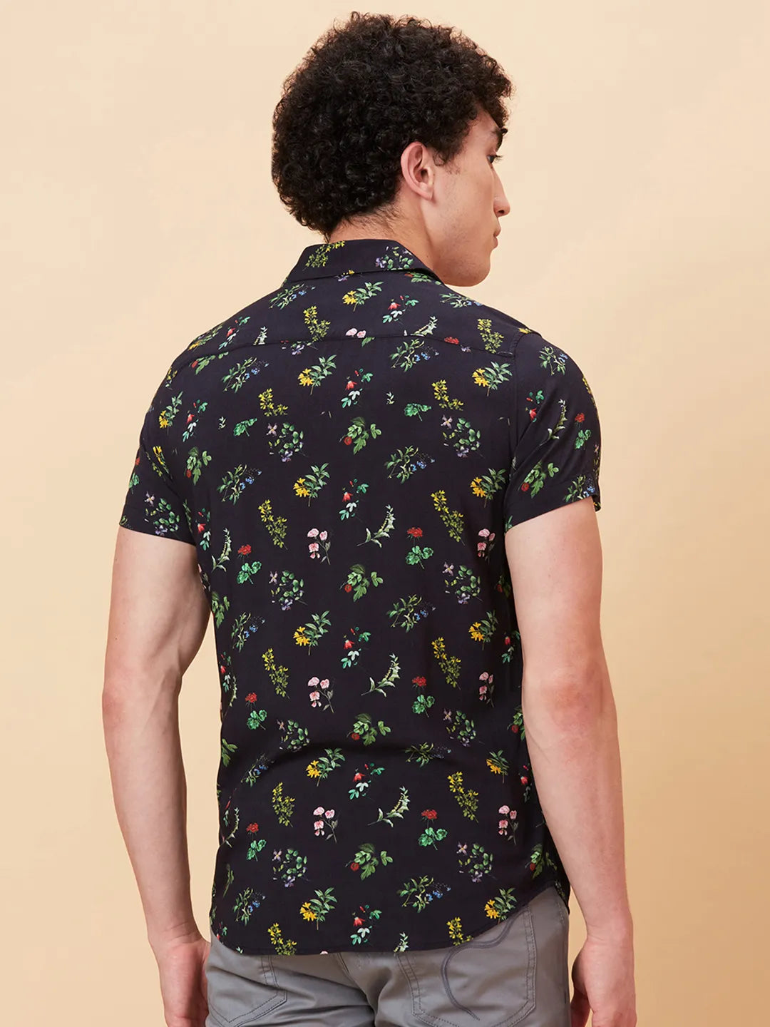 Black Slim Fit Regular Collar Men's Shirt by Being Human Clothing