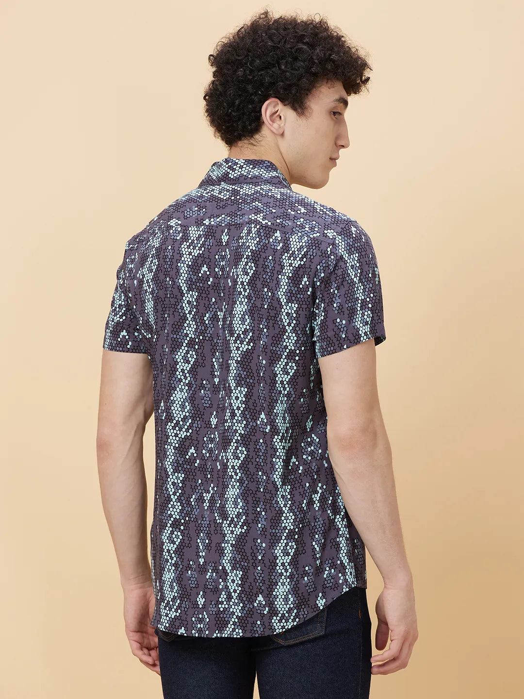 Black Slim Fit Regular Collar Men's Shirt by Being Human Clothing