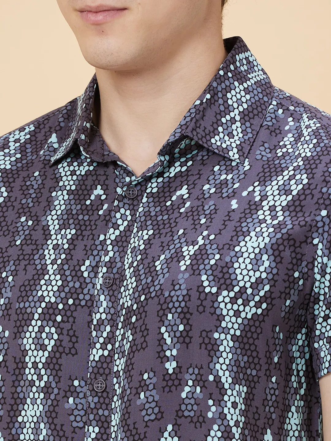 Black Slim Fit Regular Collar Men's Shirt by Being Human Clothing