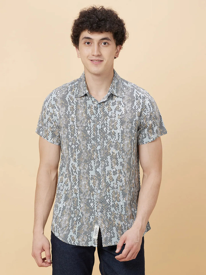 Off White Slim Fit Regular Collar Men's Shirt by Being Human Clothing