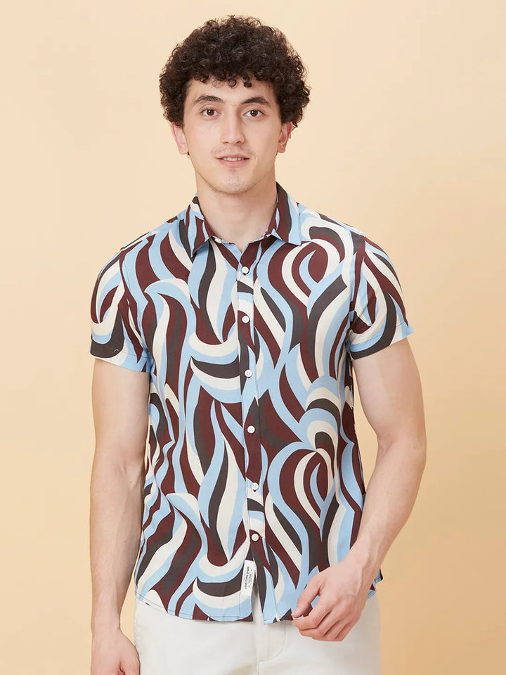 Light Blue Slim Fit Regular Collar Men's Shirt by Being Human Clothing