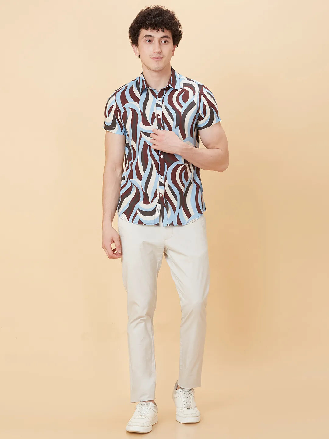 Light Blue Slim Fit Regular Collar Men's Shirt by Being Human Clothing