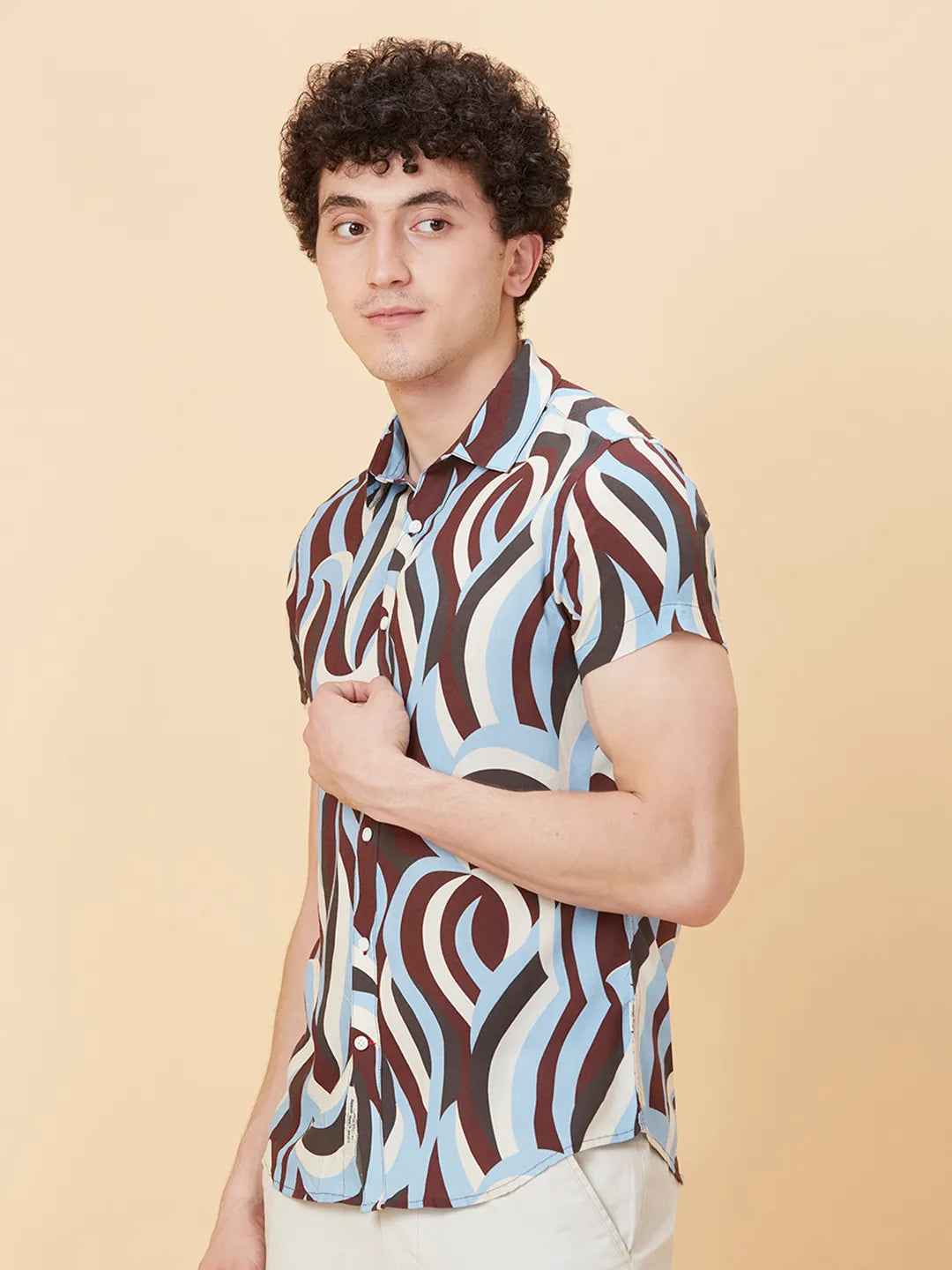 Light Blue Slim Fit Regular Collar Men's Shirt by Being Human Clothing