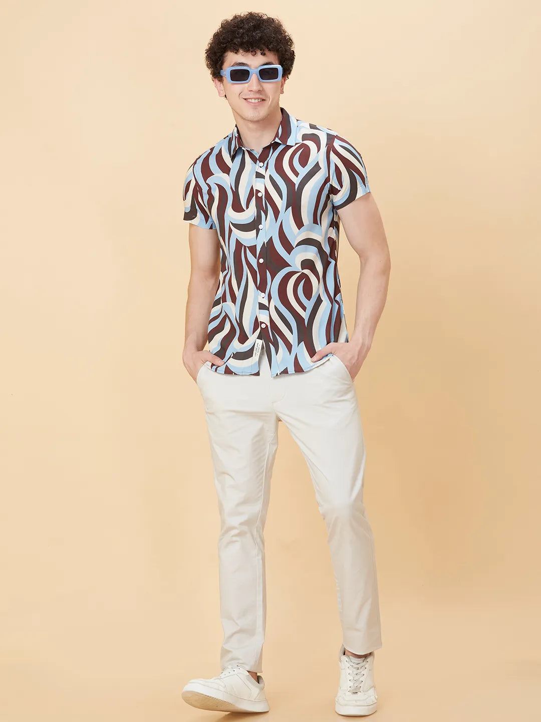 Light Blue Slim Fit Regular Collar Men's Shirt by Being Human Clothing