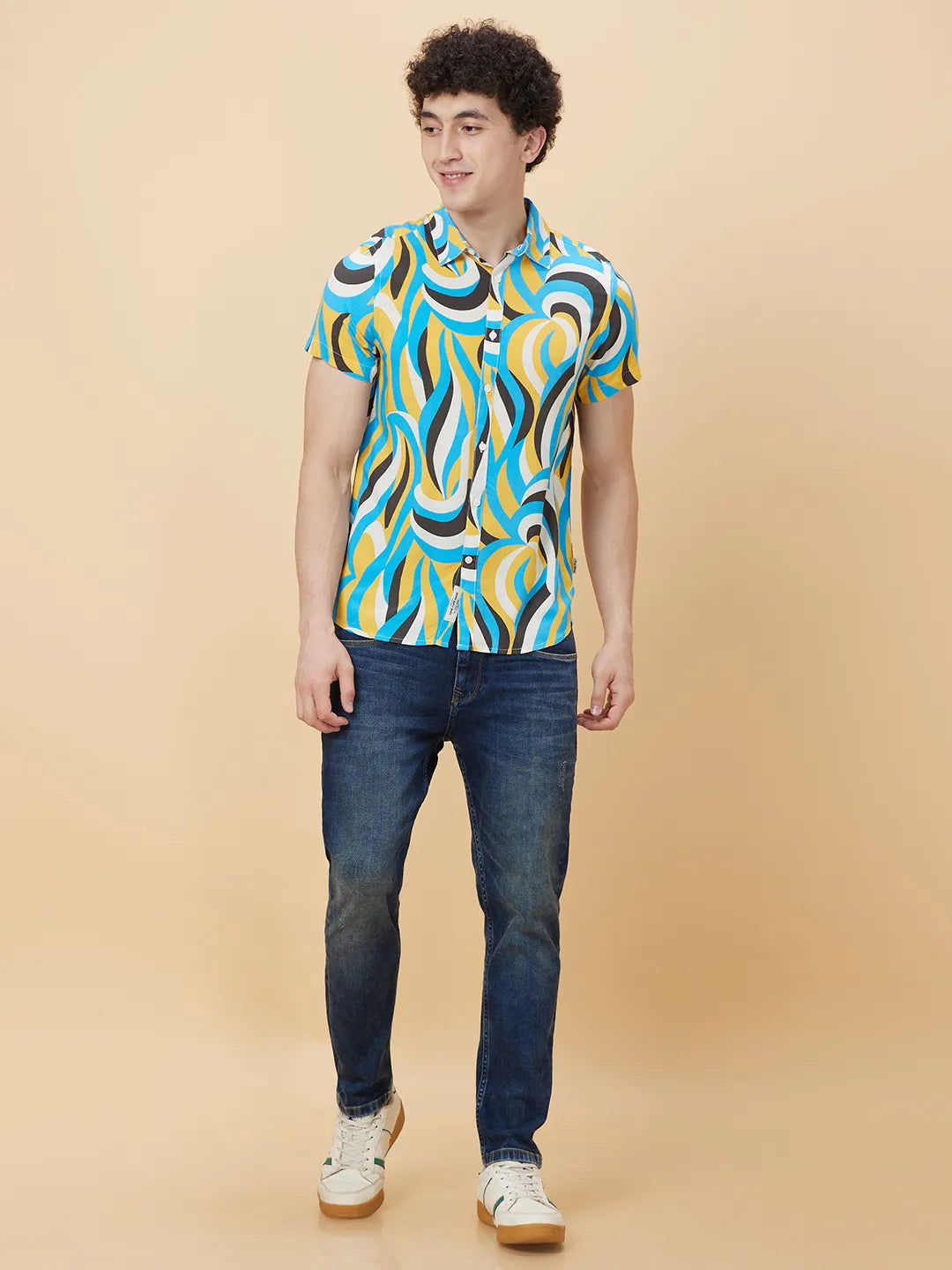 Yellow Slim Fit Regular Collar Men's Shirt by Being Human Clothing