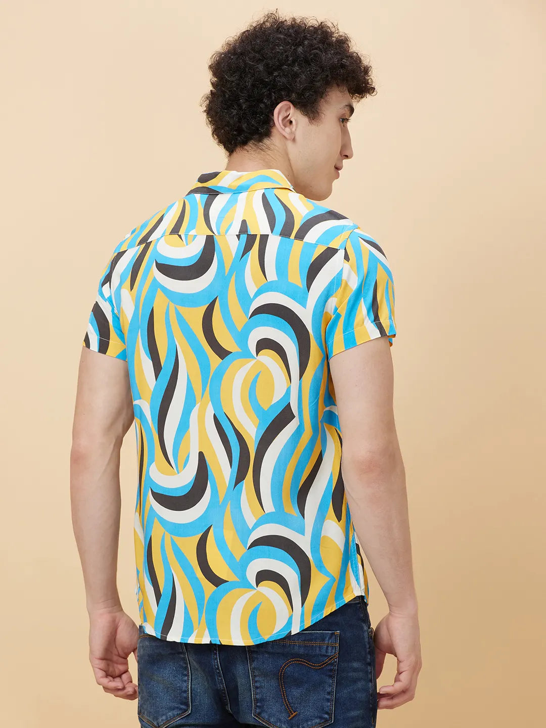 Yellow Slim Fit Regular Collar Men's Shirt by Being Human Clothing