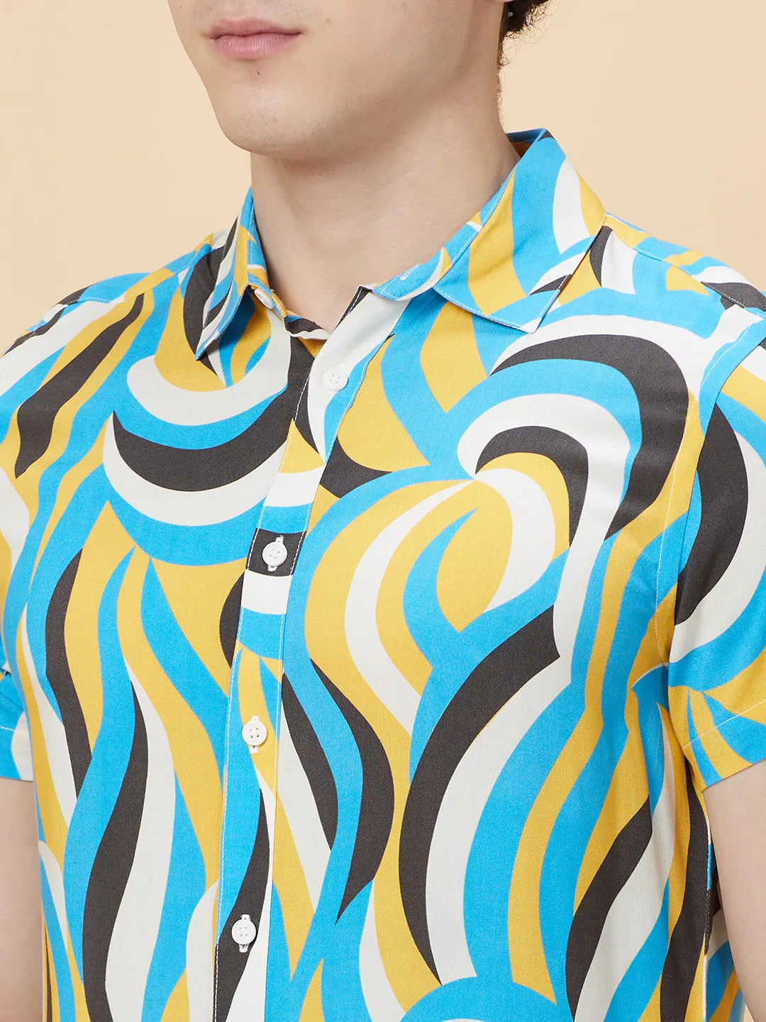 Yellow Slim Fit Regular Collar Men's Shirt by Being Human Clothing