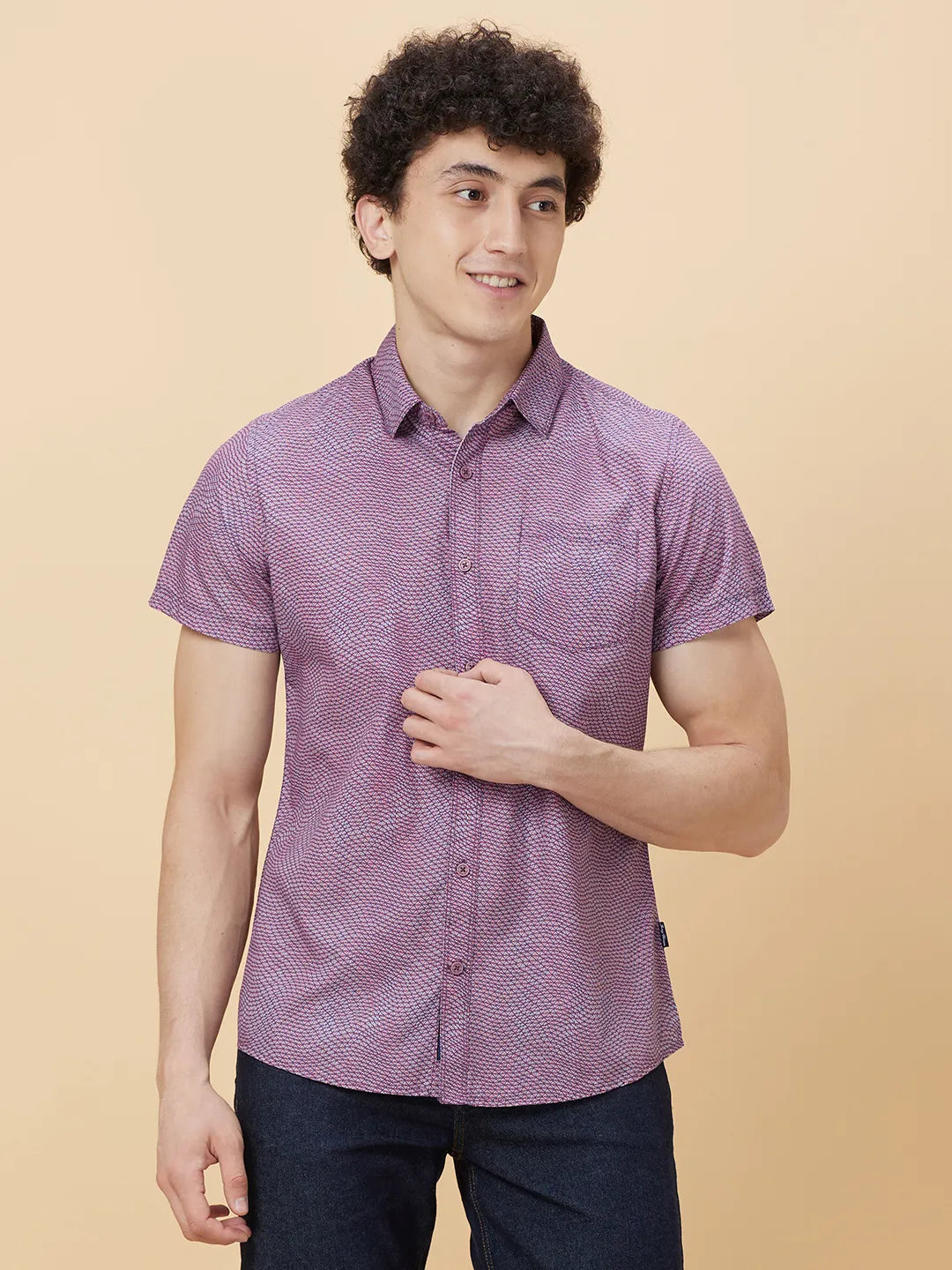 Pink Slim Fit Regular Collar Men's Shirt by Being Human Clothing