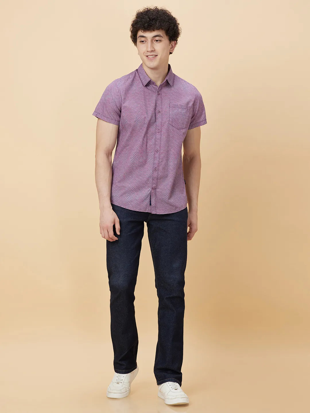 Pink Slim Fit Regular Collar Men's Shirt by Being Human Clothing