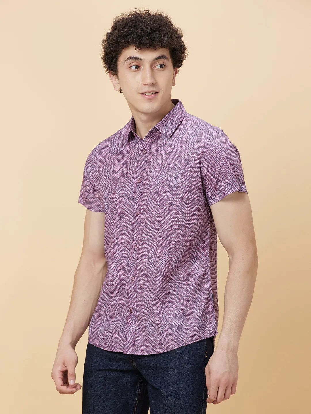 Pink Slim Fit Regular Collar Men's Shirt by Being Human Clothing