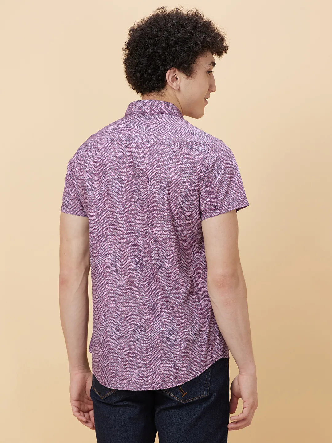 Pink Slim Fit Regular Collar Men's Shirt by Being Human Clothing