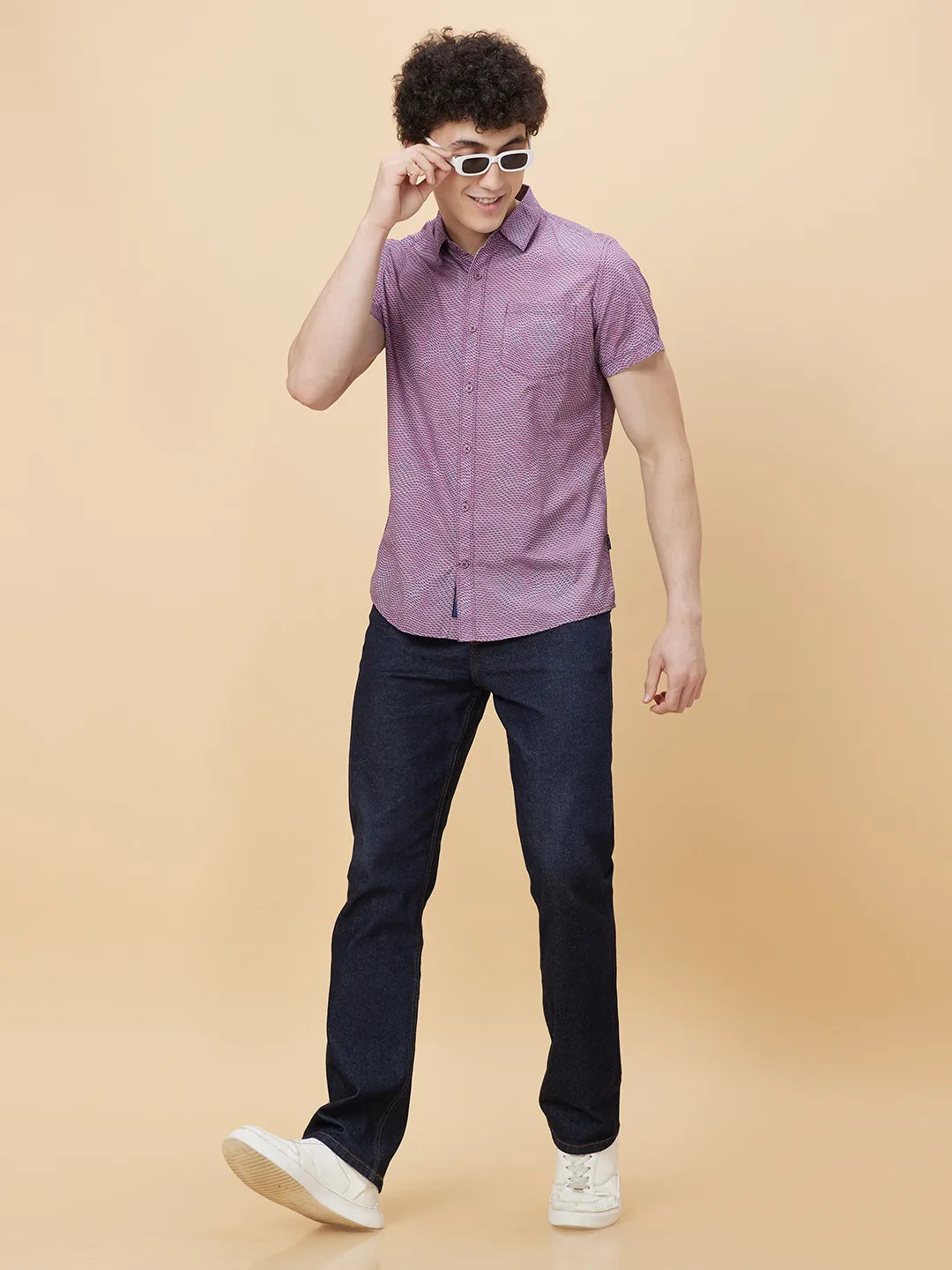 Pink Slim Fit Regular Collar Men's Shirt by Being Human Clothing