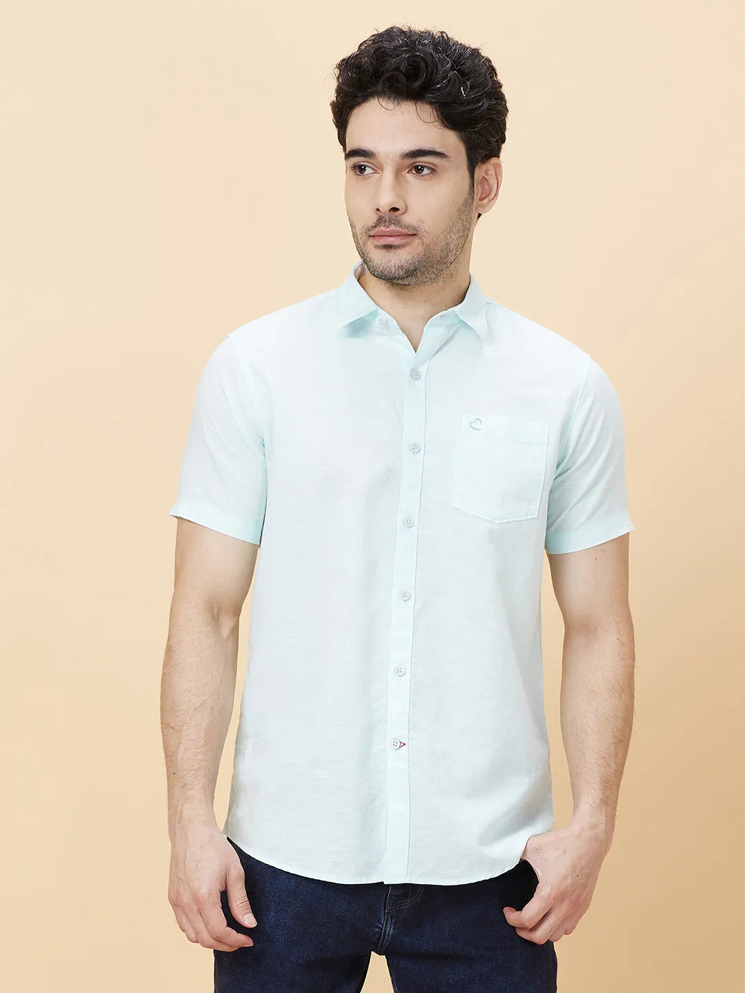 Mint Slim Fit Regular Collar Men's Shirt by Being Human Clothing