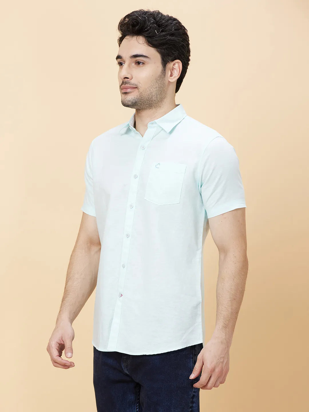 Mint Slim Fit Regular Collar Men's Shirt by Being Human Clothing