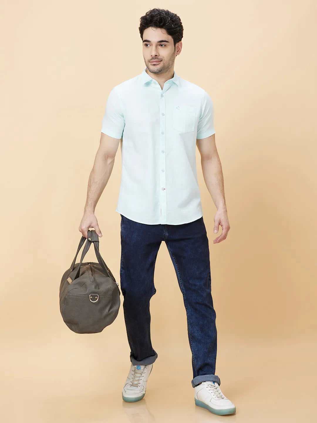 Mint Slim Fit Regular Collar Men's Shirt by Being Human Clothing