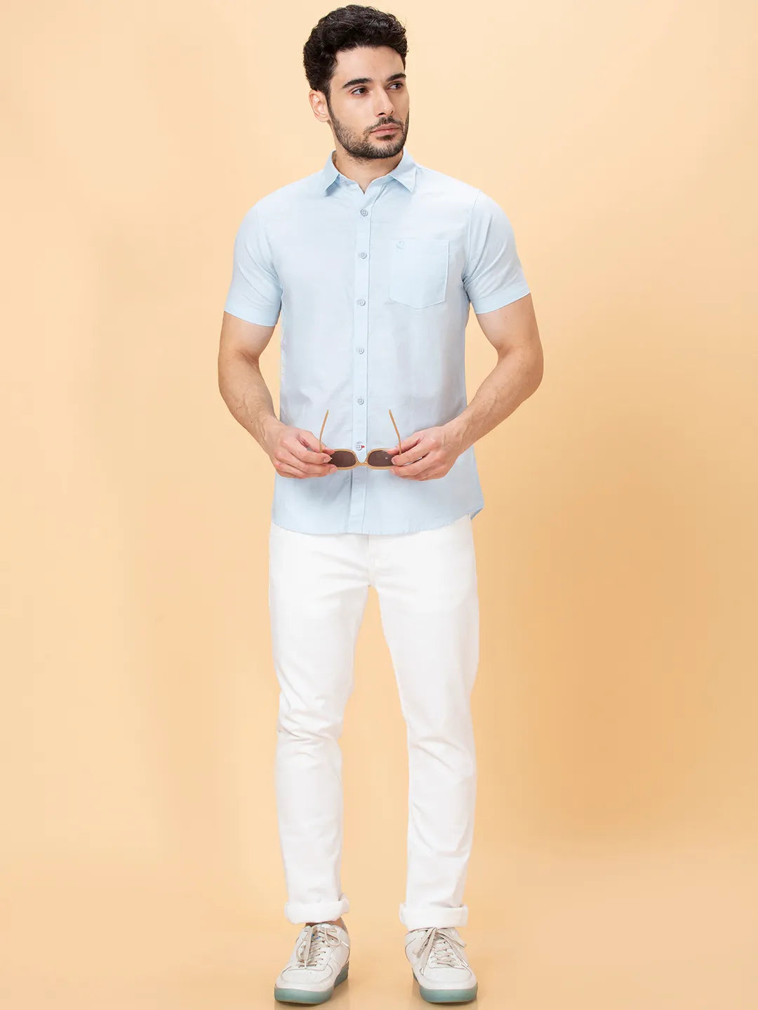 Sky Slim Fit Regular Collar Men's Shirt by Being Human Clothing