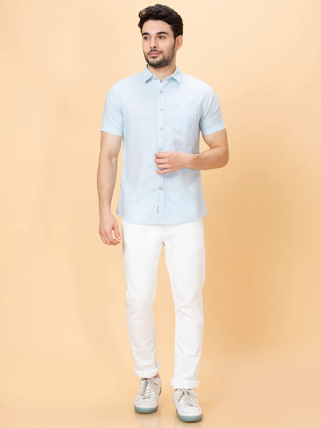 Sky Slim Fit Regular Collar Men's Shirt by Being Human Clothing