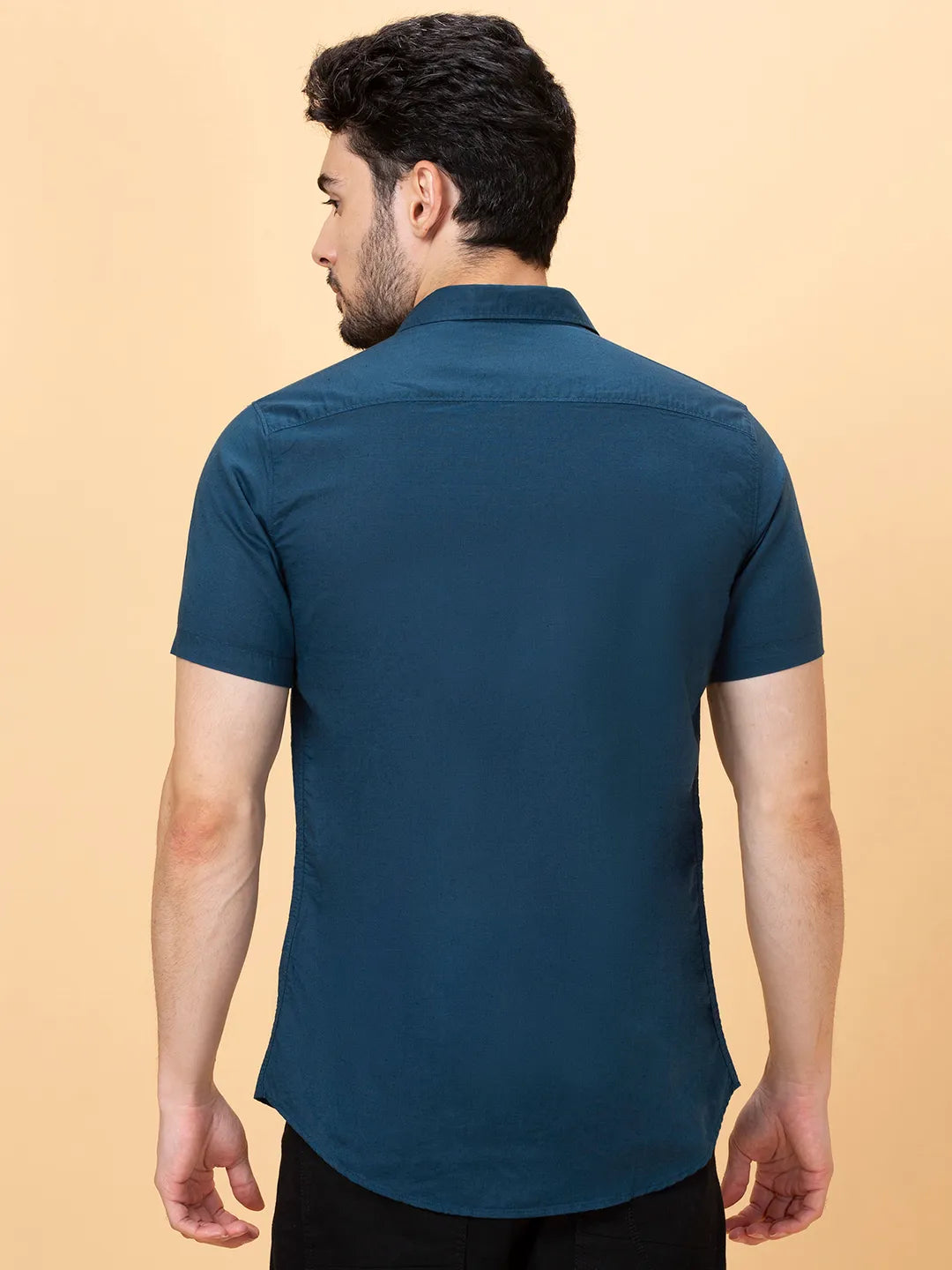 Teal Slim Fit Regular Collar Men's Shirt by Being Human Clothing