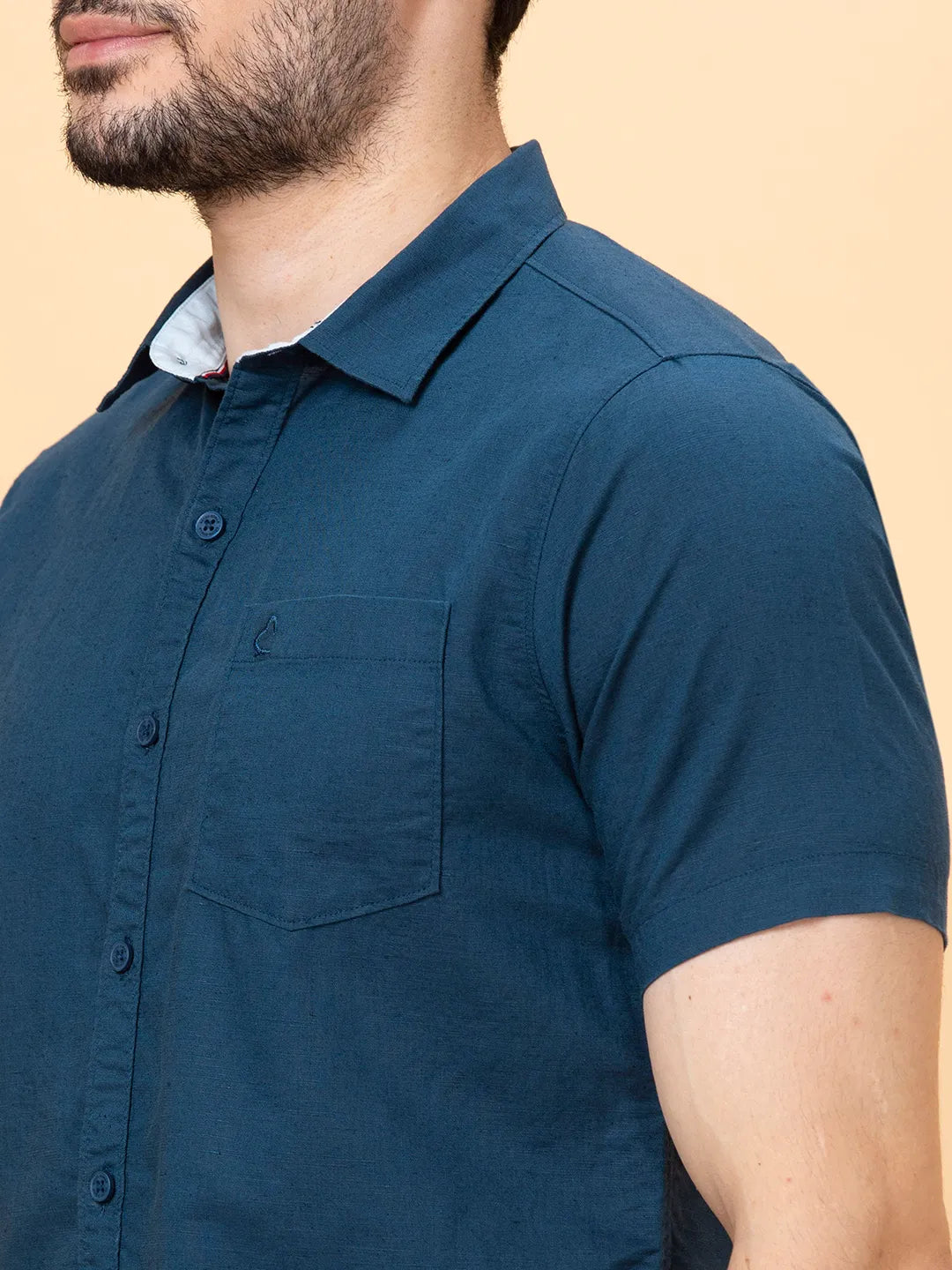 Teal Slim Fit Regular Collar Men's Shirt by Being Human Clothing