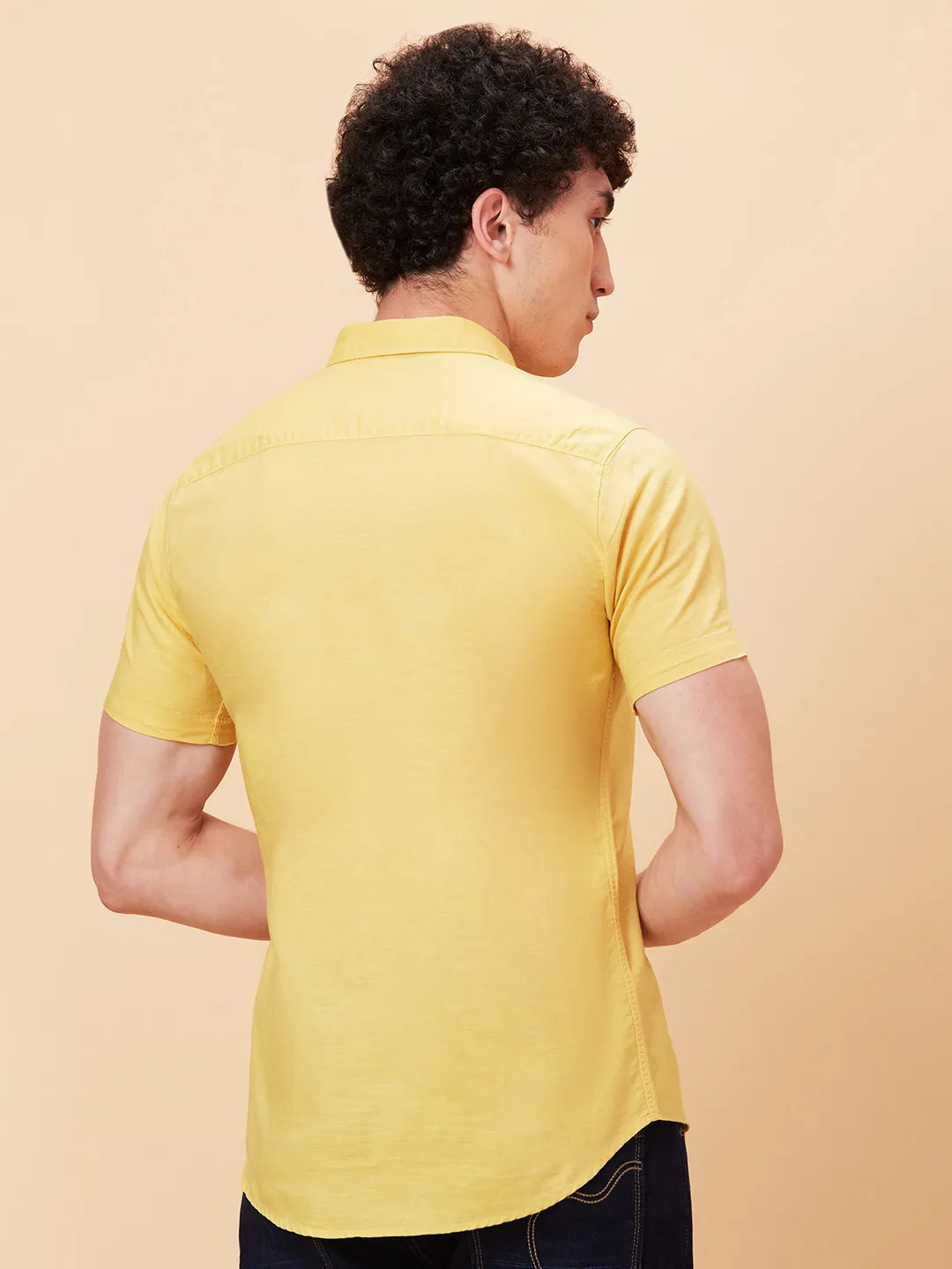 Yellow Slim Fit Regular Collar Mens' Shirt by Being Human Clothing