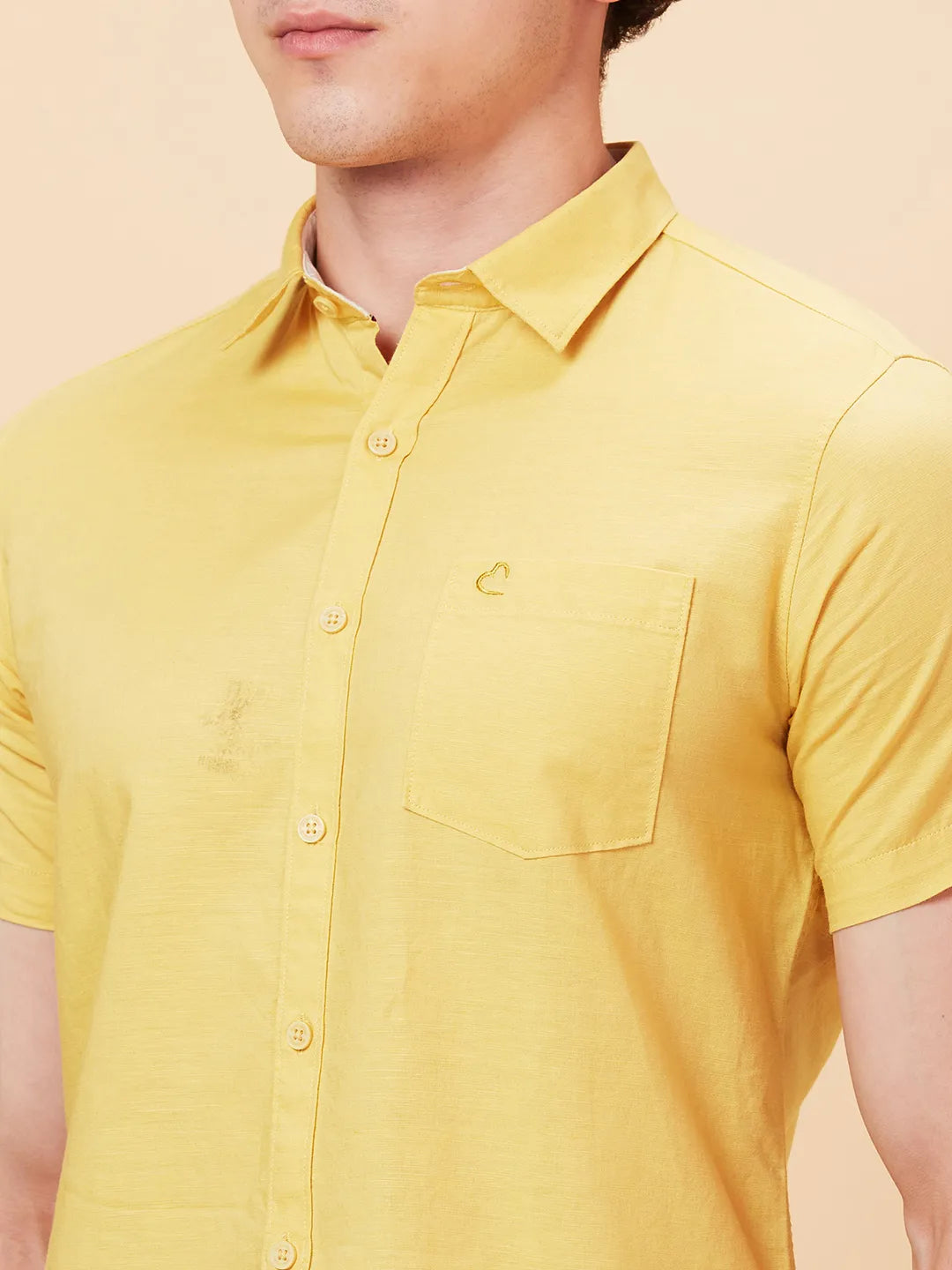 Yellow Slim Fit Regular Collar Mens' Shirt by Being Human Clothing
