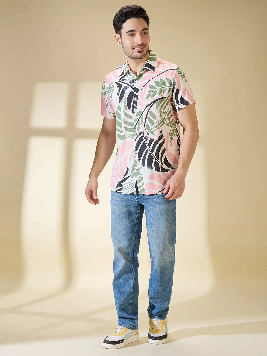 White Regular Fit Regular Collar Men's Shirt by Being Human Clothing