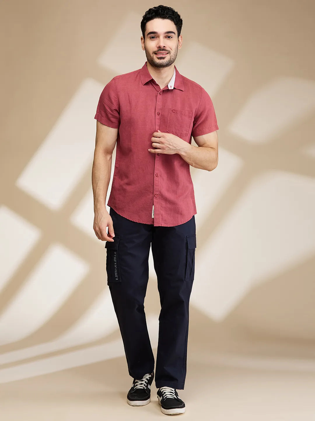 Magenta Slim Fit Regular Collar Men's Shirt by Being Human Clothing