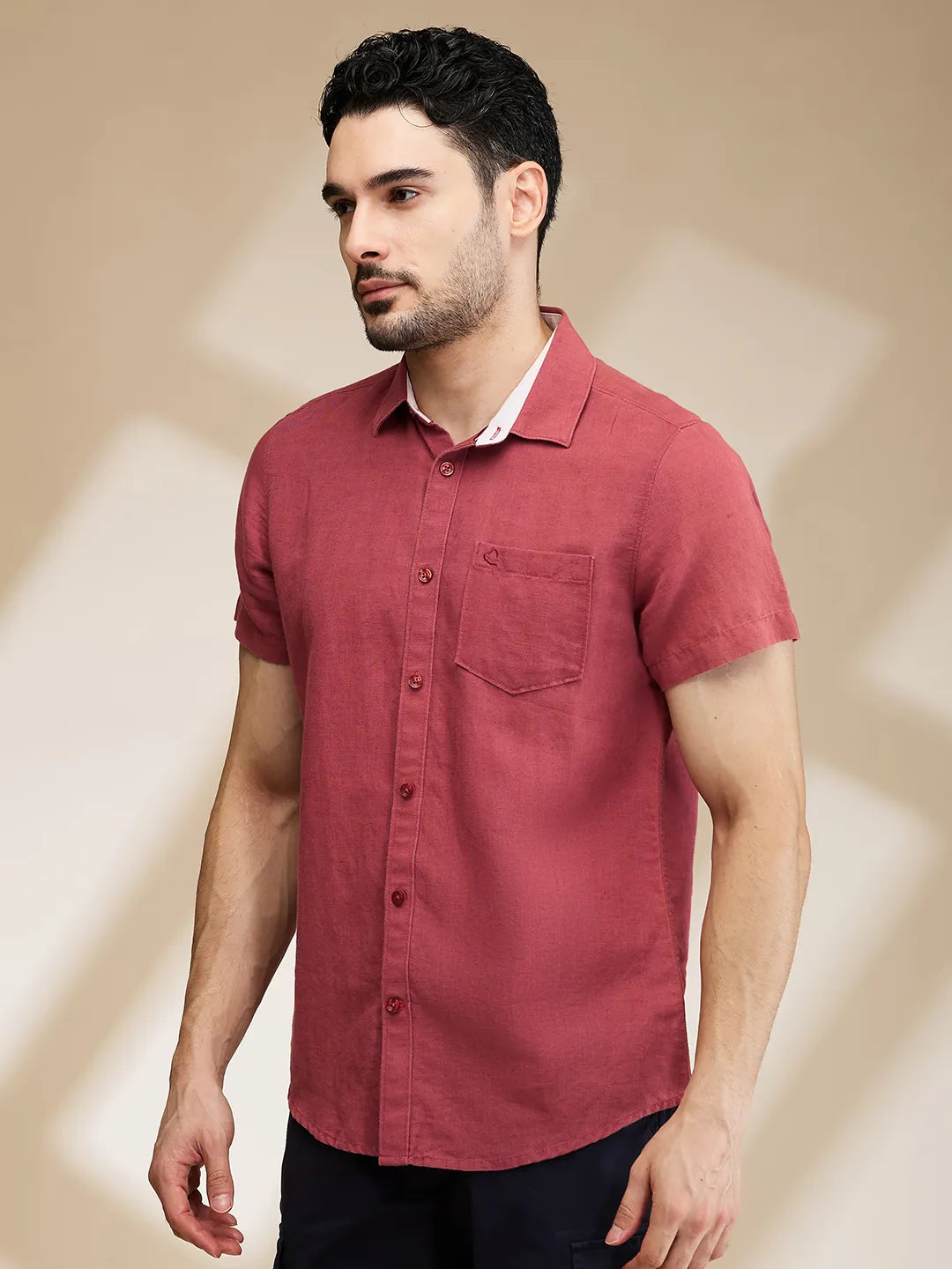 Magenta Slim Fit Regular Collar Men's Shirt by Being Human Clothing