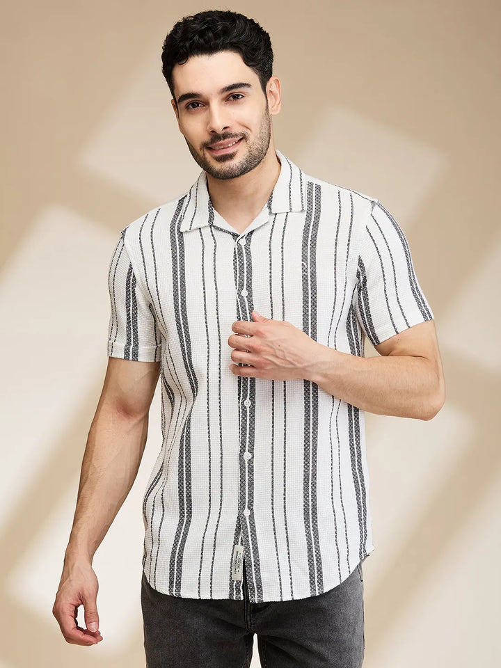 Grey Slim Fit Regular Collar Men's Shirt by Being Human Clothing