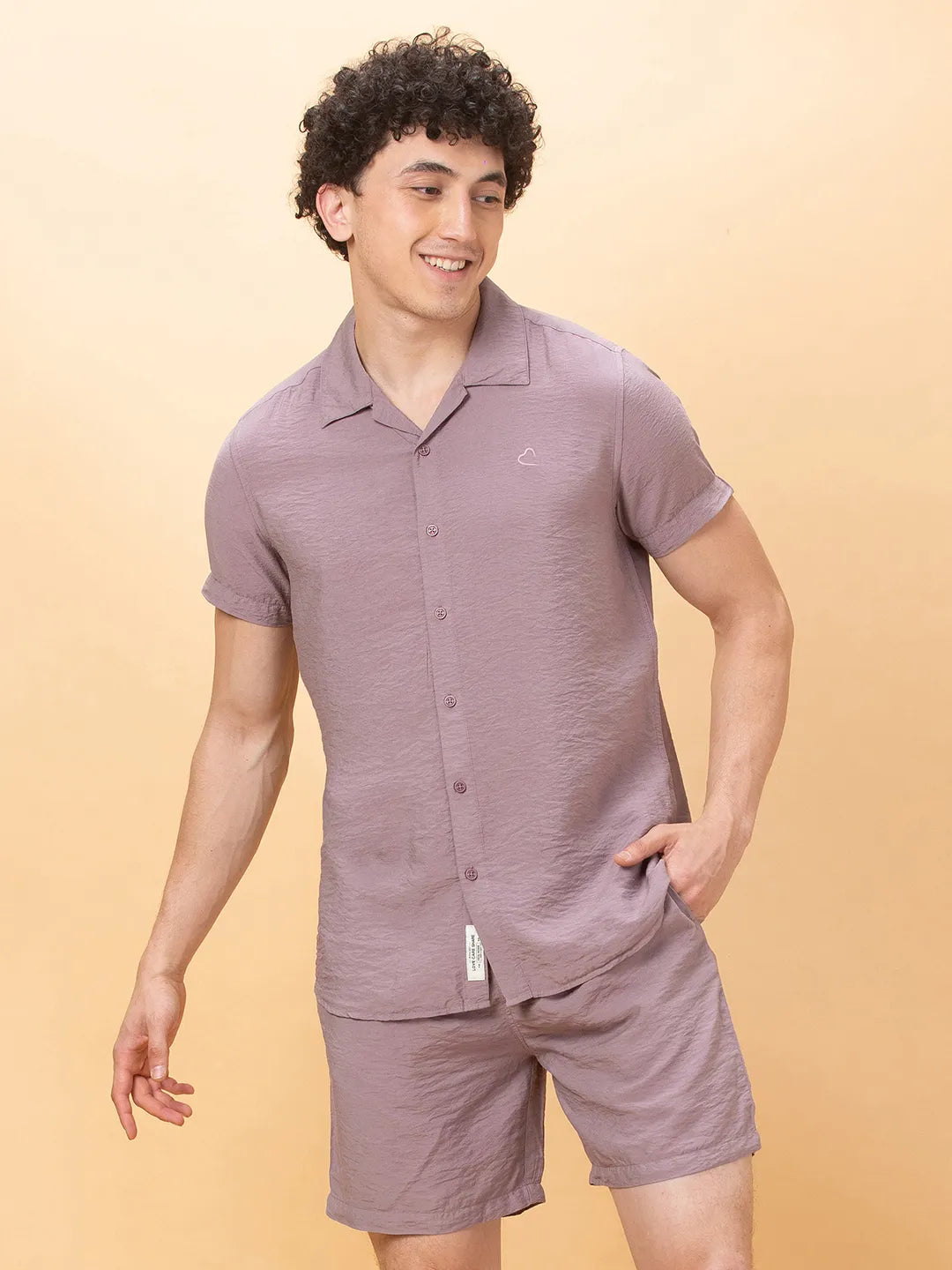 Dusty Pink Slim Fit Regular Collar Men's Shirt by Being Human Clothing