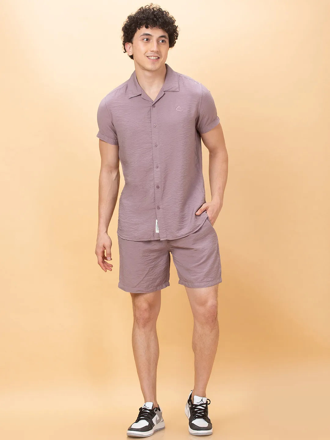 Dusty Pink Slim Fit Regular Collar Men's Shirt by Being Human Clothing