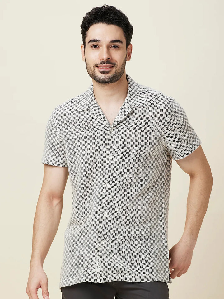 Ecru Slim Fit Regular Collar Men's Shirt by Being Human Clothing